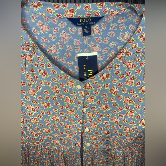 Girls Polo by Ralph Lauren NWT Blue Floral Casual Dress Sizes 6,7,10,12,15,& 16 - Picture 4 of 9